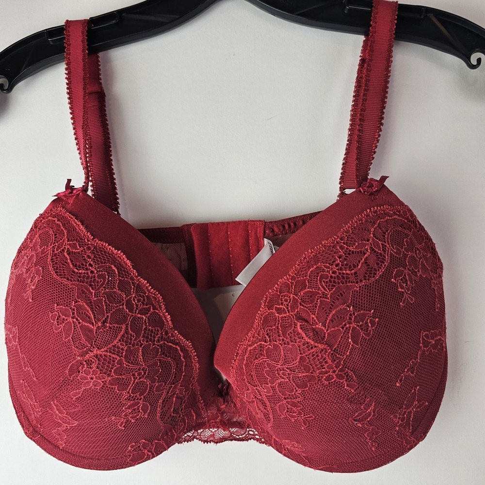 Gilligan & O'Malley Bra 38D Red Lace Padded Underwire Adjustable Sexy Feminine
